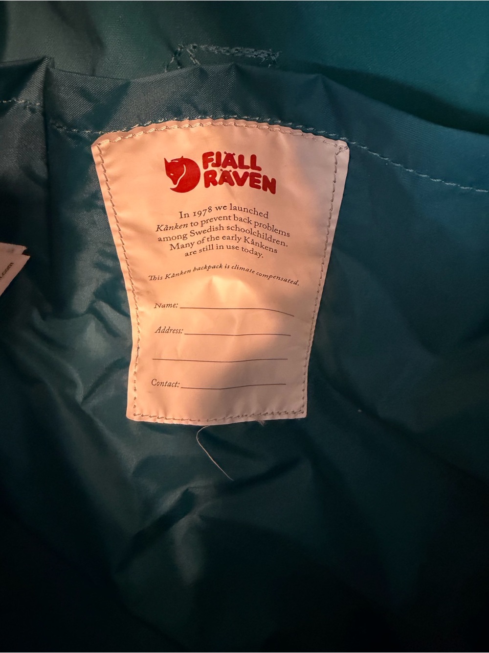 Fjallraven Kånken Backpack in Teal Blue - Picture 3 of 11